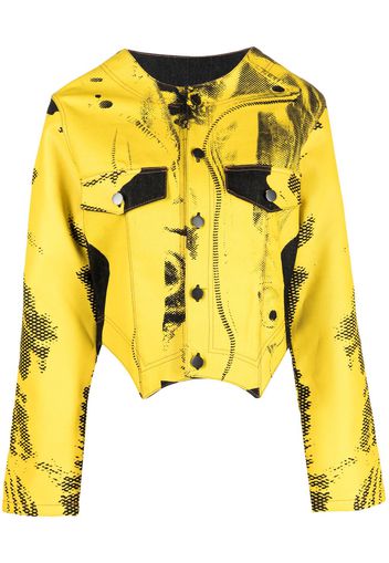 FEBEN asymmetric graphic print denim jacket - Giallo