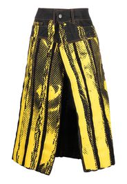 FEBEN graphic print midi denim skirt - Giallo