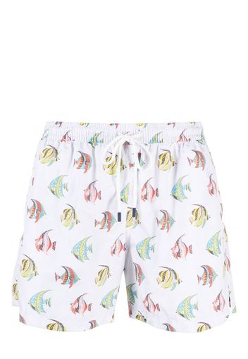 Fedeli fish-print swim shorts - Bianco