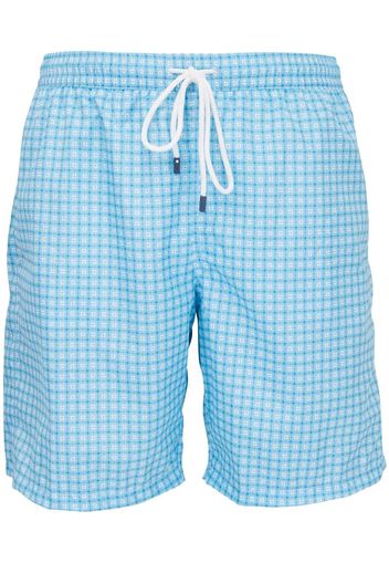 Fedeli drawstring-waist geometric-print shorts - Blu