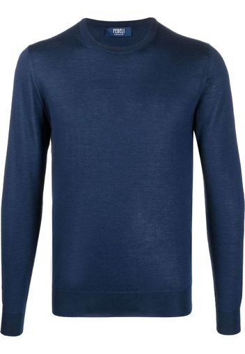 Fedeli ribbed crew neck jumper - Blu