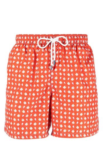 Fedeli Madeira fish-print swim shorts - Arancione