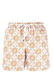 Fedeli geometric-print swim shorts - Bianco