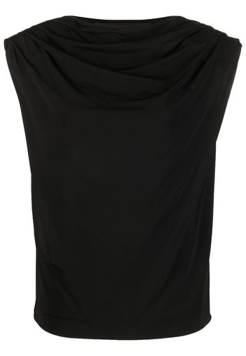Federica Tosi gathering-neck cap-sleeve blouse - Nero