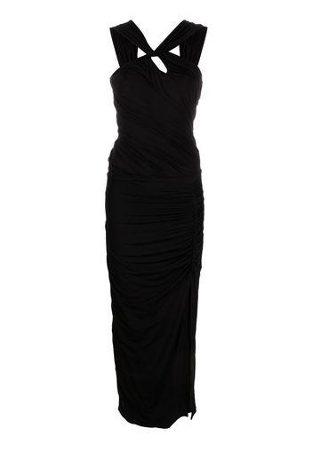 Federica Tosi crossover-neck ruched dress - Nero