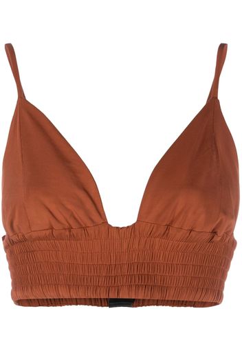 Federica Tosi triangle-cup shirred top - Marrone