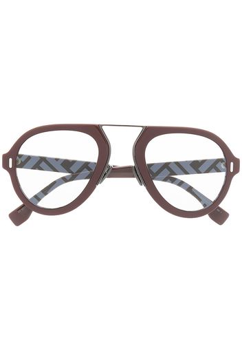 Fendi Eyewear logo-print aviator frame sunglasses - Rosso