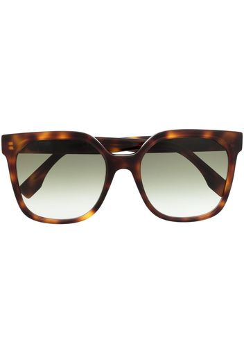 Fendi Eyewear Occhiali da sole squadrati con effetto tartarugato - Marrone