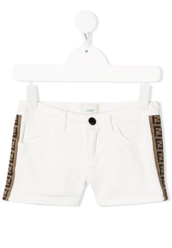 Fendi Kids FF-logo tape denim shorts - Bianco