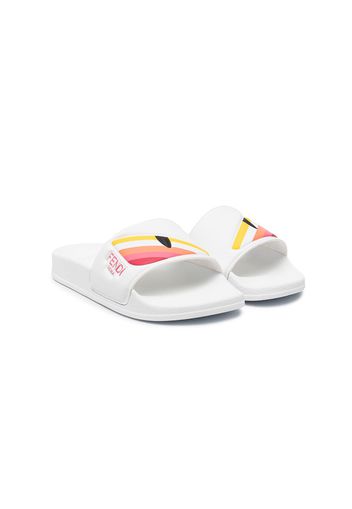 Fendi Kids Eye-motif slide sandals - Bianco