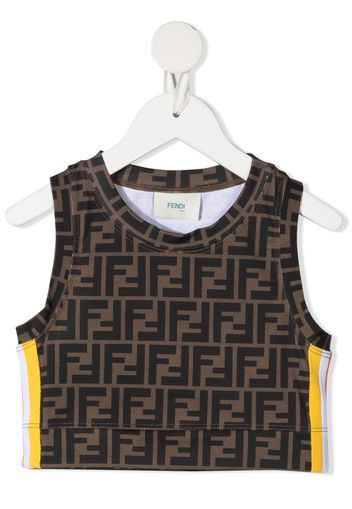 Fendi Kids logo-print crop top - Marrone