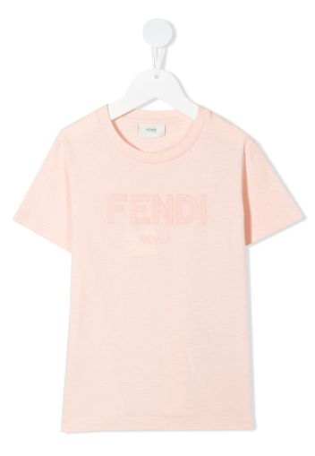 Fendi Kids logo lettering T-shirt - Rosa