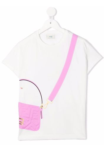 Fendi Kids Baguette-print cotton T-shirt - Bianco