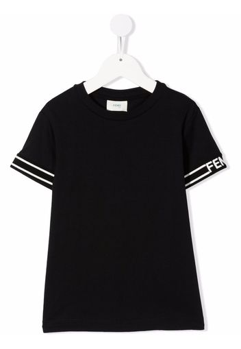 Fendi Kids logo-print sleeves T-shirt - Nero