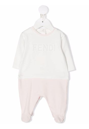 Fendi Kids embossed logo romper - Bianco