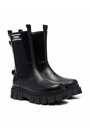 Fendi Kids logo calf-length boots - Nero