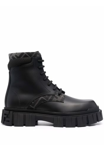 Fendi monogram pattern lace-up boots - Nero