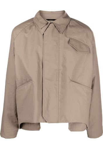 Fendi asymmetric-hem shirt jacket - Marrone