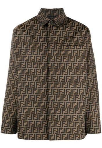 Fendi Giacca-camicia con stampa - Marrone