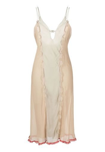 Fendi chiffon mid-length dress - Toni neutri