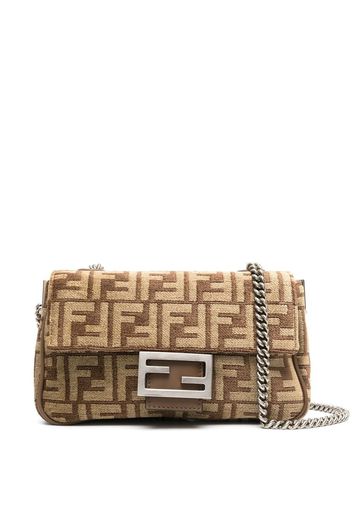 Fendi Borsa baguette con monogramma FF - Marrone