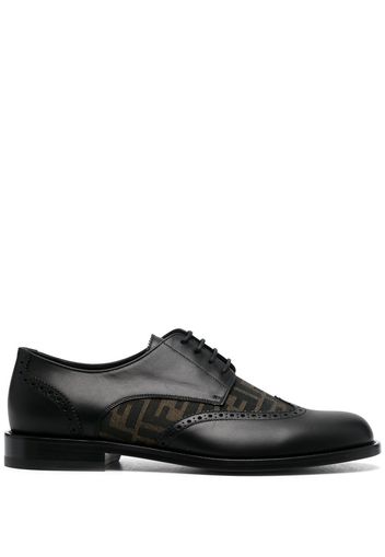Fendi FF- pattern leather derby shoes - Nero