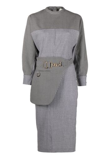 Fendi logo-buckle panelled midi dress - Grigio