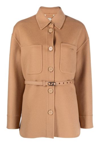 Fendi logo-buckle single-breasted coat - Marrone