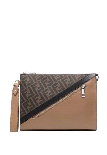 Fendi FF monogram-print clutch bag - Marrone