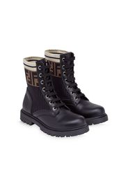 FF motif lace-up leather boots