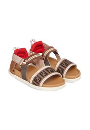 Fendi Kids logo-print touch-strap sandals - Marrone