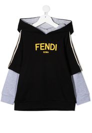 Fendi Kids logo print layered-effect hoodie - Nero