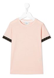 Fendi Kids logo-trim short-sleeve T-shirt - Rosa