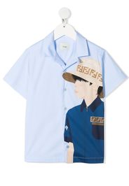 Fendi Kids Camicia con stampa Fendi Guy - Blu