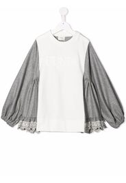 Fendi Kids lace-hem blouse - Grigio