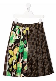 Fendi Kids panelled pleated skirt - Marrone