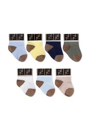 Fendi Kids seven-pack logo-trim ankle socks - Multicolore