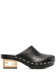 Fendi logo block-heel mules - Nero