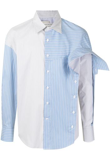 Feng Chen Wang asymmetric striped print shirt - Blu