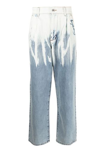 Feng Chen Wang paint-effect straight-leg jeans - Blu