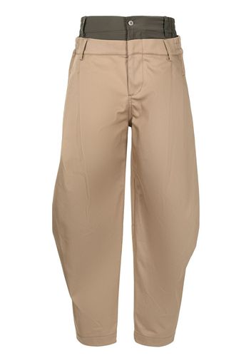 Feng Chen Wang layered-look chino trousers - Marrone