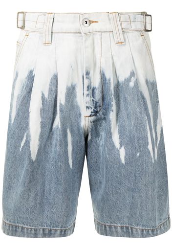 Feng Chen Wang acid wash knee-length denim shorts - Blu