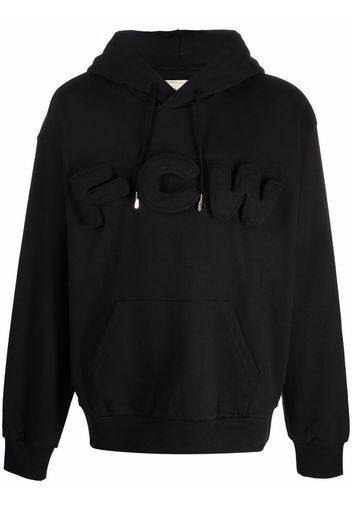 Feng Chen Wang felted logo-patch hoodie - Nero