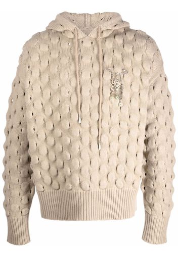 Feng Chen Wang textured knit wool hoodie - Toni neutri