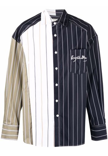 Feng Chen Wang pinstriped colour-block shirt - Blu