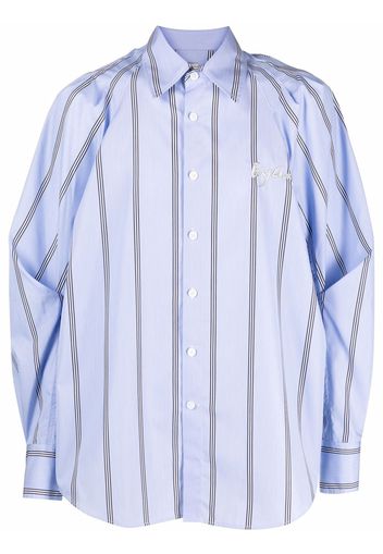 Feng Chen Wang logo embroidered striped shirt - Blu