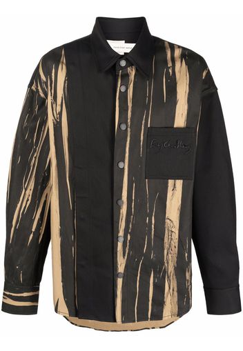 Feng Chen Wang hand-painted panelled shirt - Nero