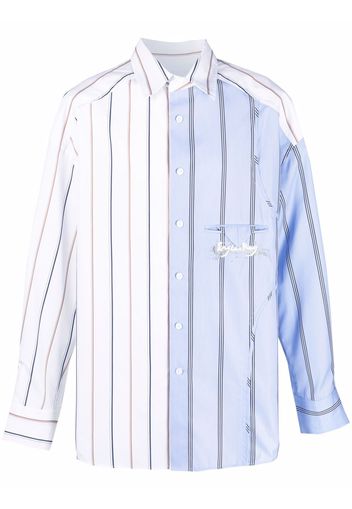 Feng Chen Wang layered striped shirt - Blu