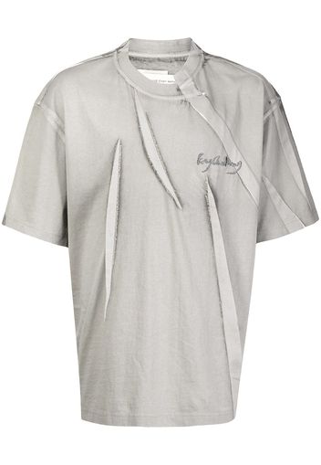 Feng Chen Wang logo-embroidered layered T-shirt - Grigio