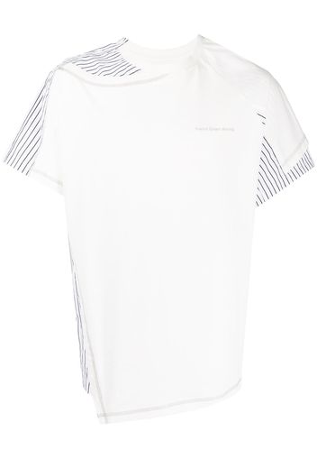 Feng Chen Wang cotton contrast-panel T-shirt - Bianco